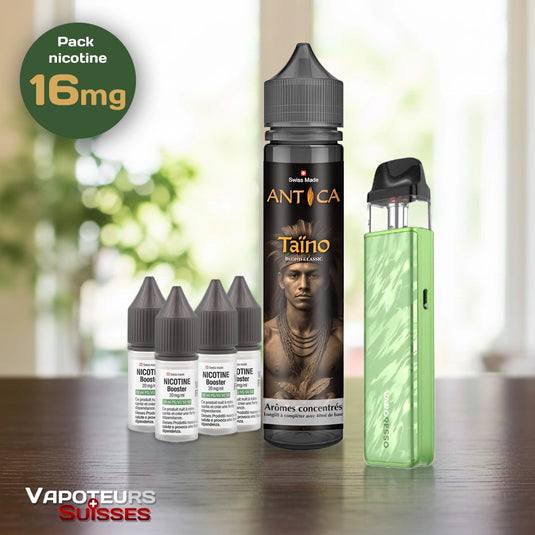 Pack débutant 12 - 16mg - Embout Plat - Tabac