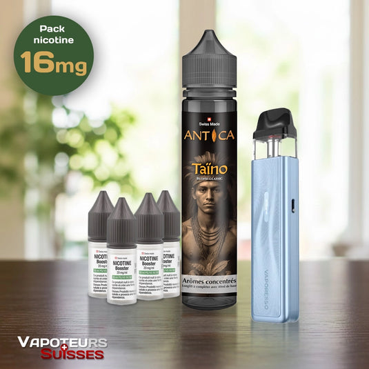 Pack débutant 12 - 16mg - Embout Plat - Tabac