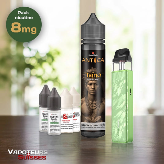 Pack débutant 4 - 8mg - Embout Plat - Tabac