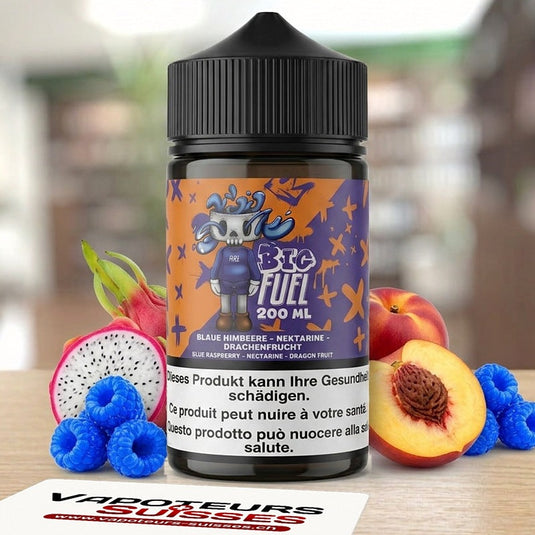 E-liquide Big Fuel Framboise Bleue Nectarine Fruit du Dragon 200 ml - Vapoteurs Suisses