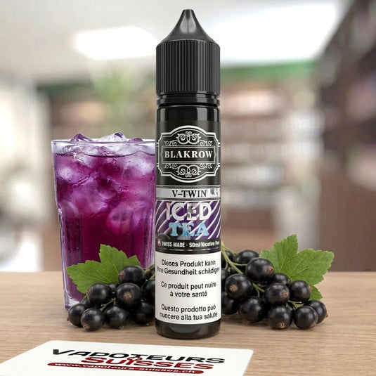 E-liquide Iced Tea Cassis 50 ml Blakrow - Vapoteurs Suisses
