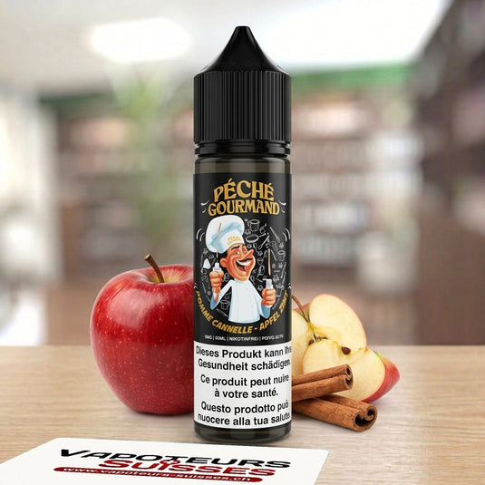 E-liquide Péché Gourmand Pomme Cannelle 50 ml - Vapoteurs Suisses