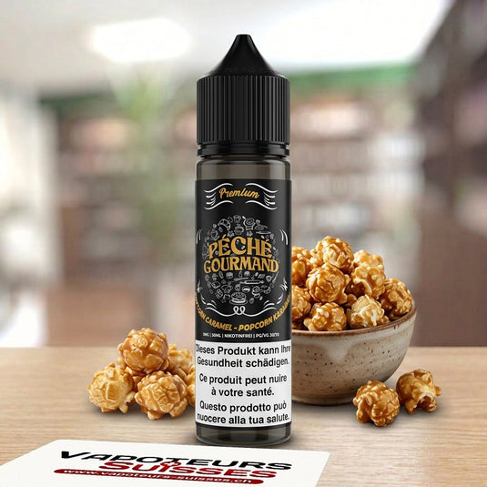 E-liquide Péché Gourmand Popcorn Caramel 50 ml - Vapoteurs Suisses