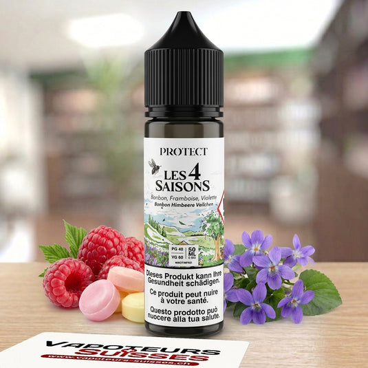 E-liquide Protect Les 4 Saisons Bonbon Framboise Violette 50ml – Vapoteurs Suisses