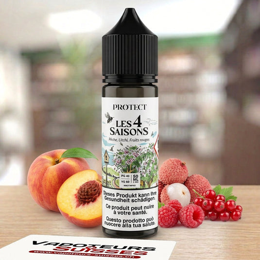 E-liquide Protect Les 4 Saisons Pêche Litchi Fruits rouges 50ml – Vapoteurs Suisses