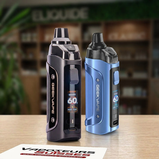 Kit Aegis Boost 3 Geekvape Black et Sapphire Blue en boutique - Vapoteurs Suisses
