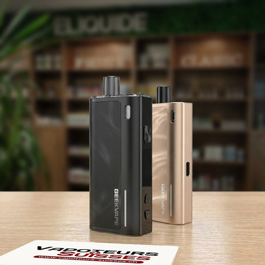 Kit Peak 2 Geekvape Phantom Black et Drift Gold en boutique - Vapoteurs Suisses
